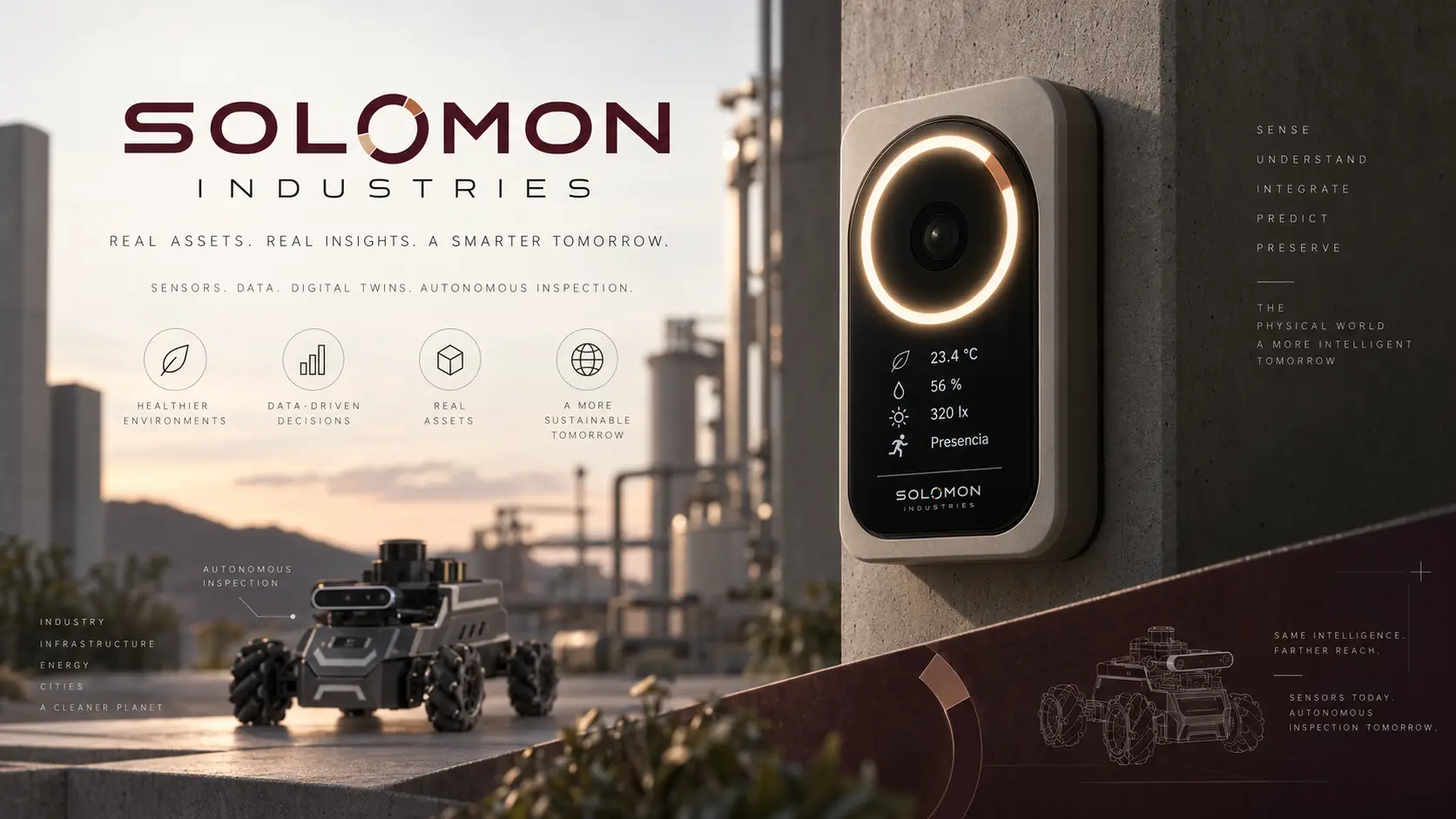 Concepto visual de Solomon Industries aplicado a infraestructura conectada